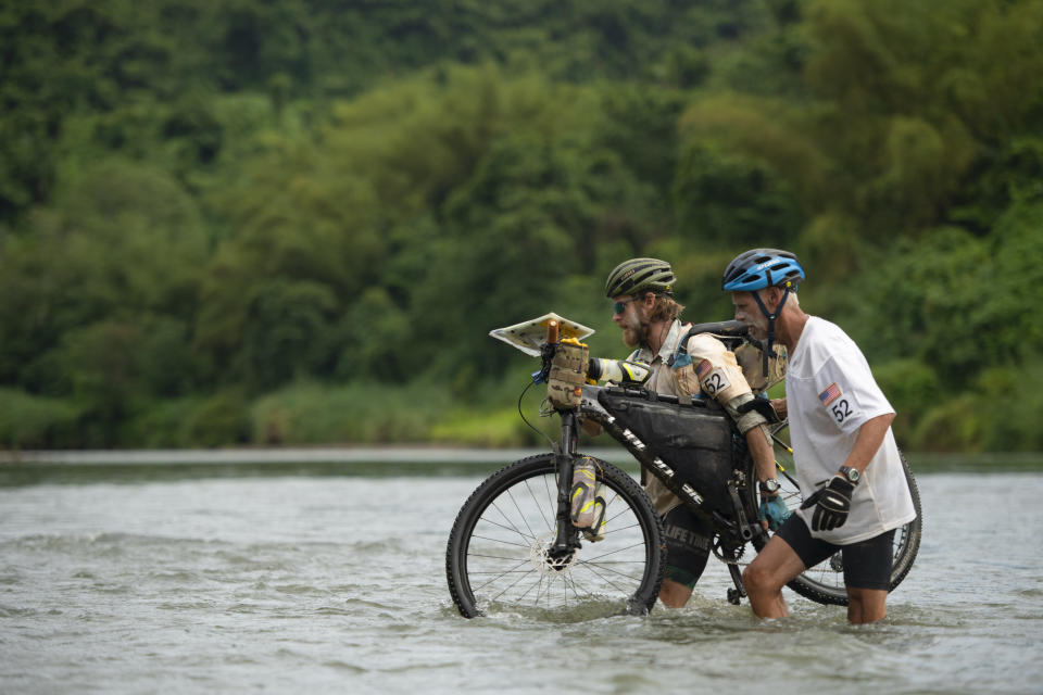 Team Endure from the United States (team members Travis Macy, Mark Macy, Danelle Ballengee, Shane Sigle and Andrew Speers) during the 2019 Eco-Challenge adventure race in Fiji on Saturday, September 14, 2019. (Bligh Gillies/Amazon)