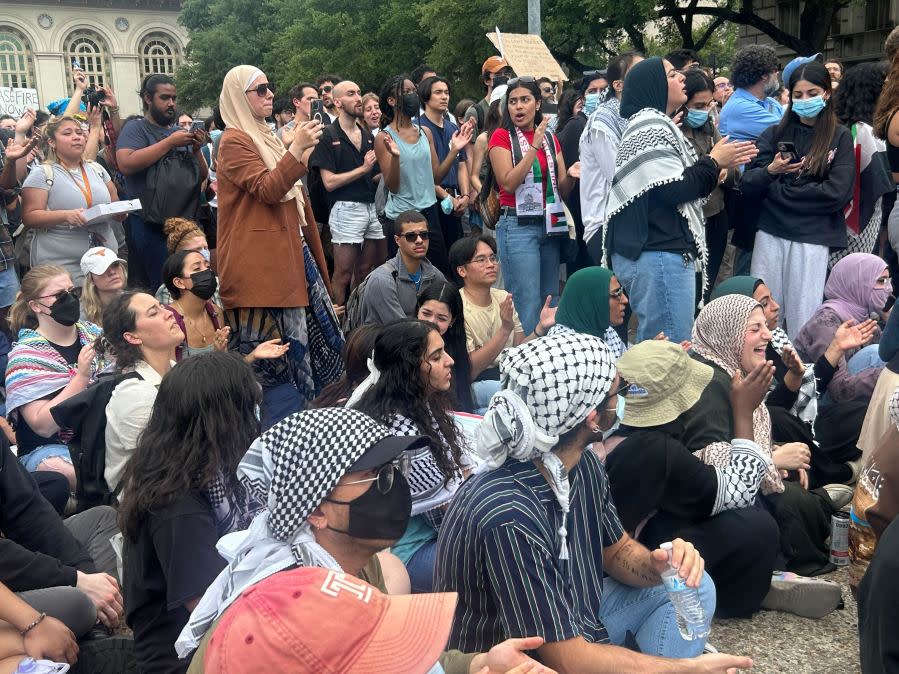 Day 2 of protests at UT (Frank Martinez/KXAN photo)