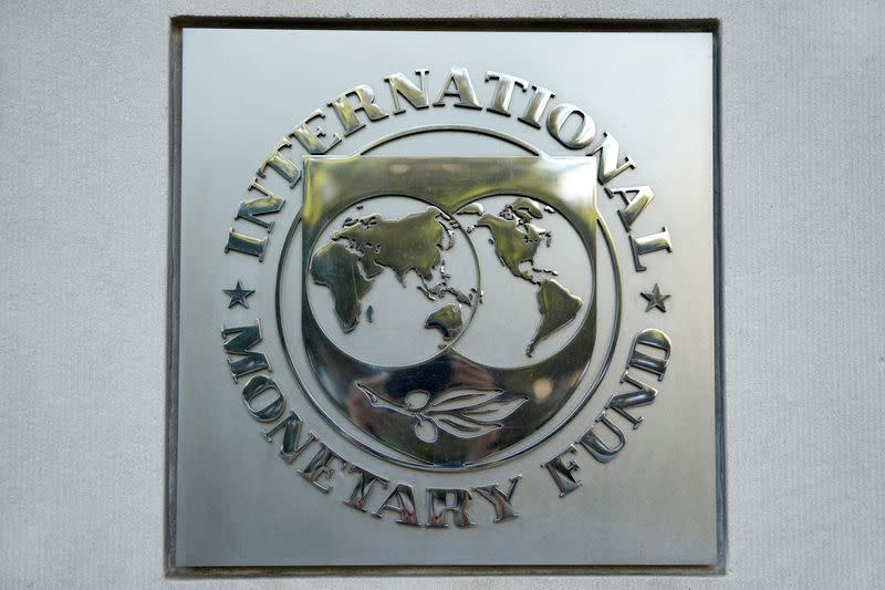 FILE PHOTO: International Monetary Fund logo is seen in Washington