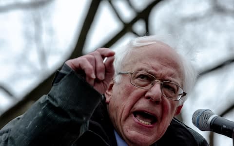 Senator Bernie Sanders, an Independent from Vermont and 2020 presidential candidate, speaks during a campaign rally in the Brooklyn Borough of New York - Credit: Bloomberg