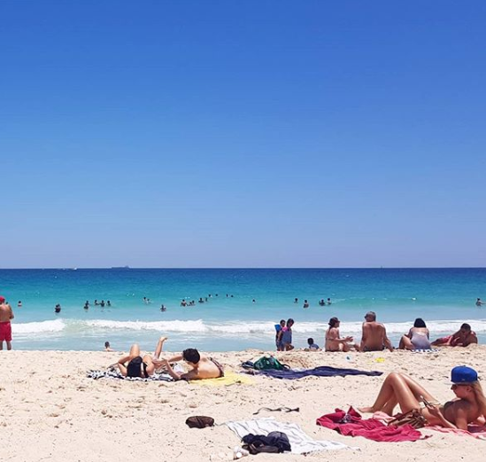 Swimmers take advantage of the hot weather at a Perth beach. Source: Instagram