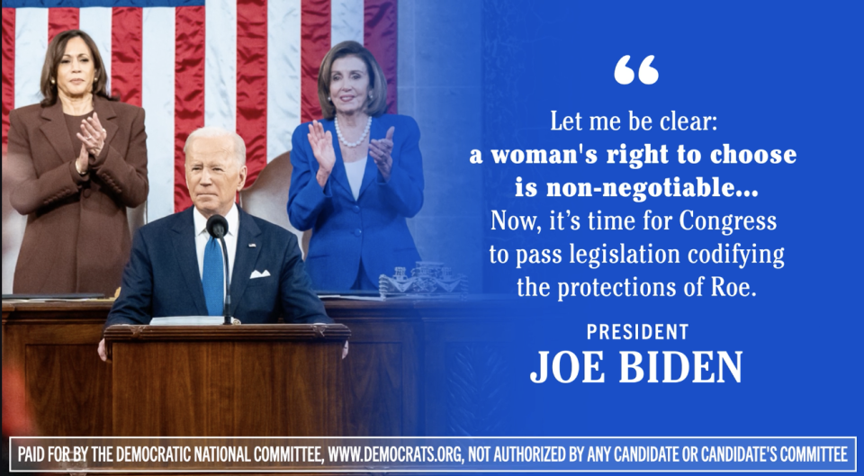 Democratic National Committee billboard abortion rights ad campaign to mark a year since the fall of Roe v. Wade. / Credit: screenshot from billboard ad / DNC