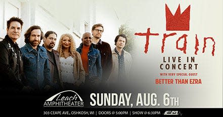 Train will play at the Leach Amphitheater Aug. 6.