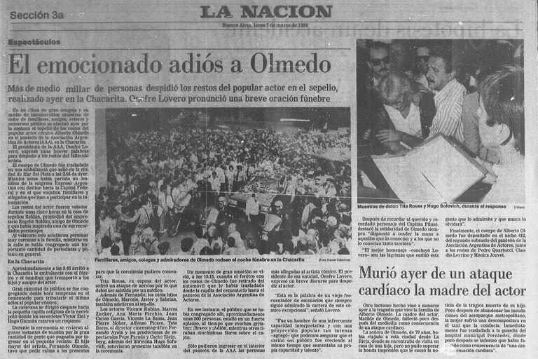 La noticia de la muerte de Olmedo paralizó al país un día como hoy de 1988