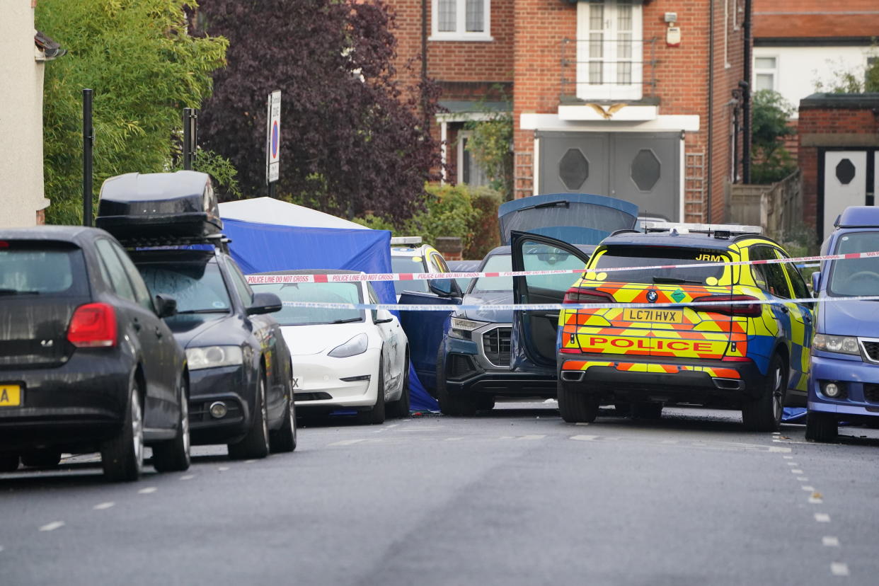 The scene in Kirkstall Gardens, Streatham Hill, south London, where a man was shot by armed officers from the Metropolitan Police following a pursuit on Monday evening. The man, believed to be in his 20s, has died in hospital. Picture date: Tuesday September 6, 2022.