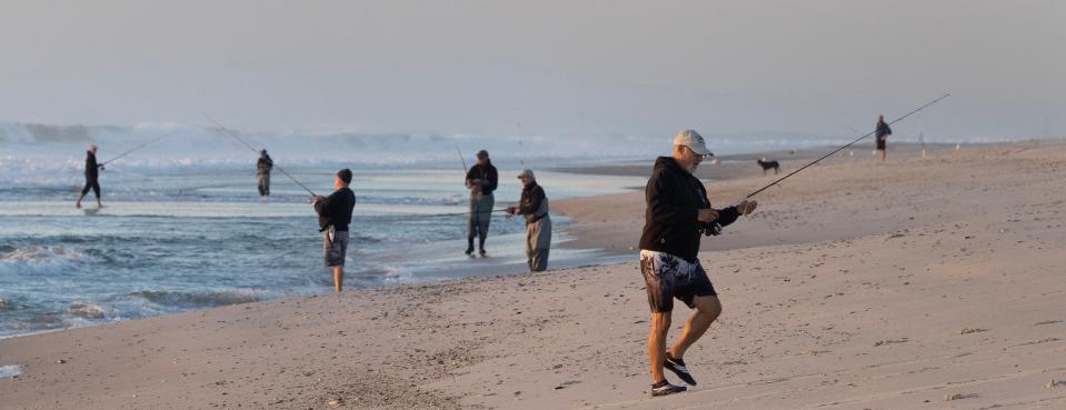 Fishermen try their luck at Island Beach State Park.
