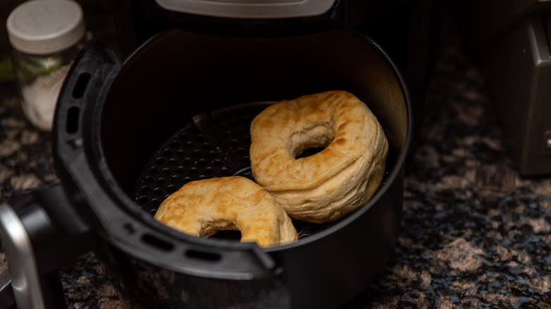 Air fryer donuts in appliance