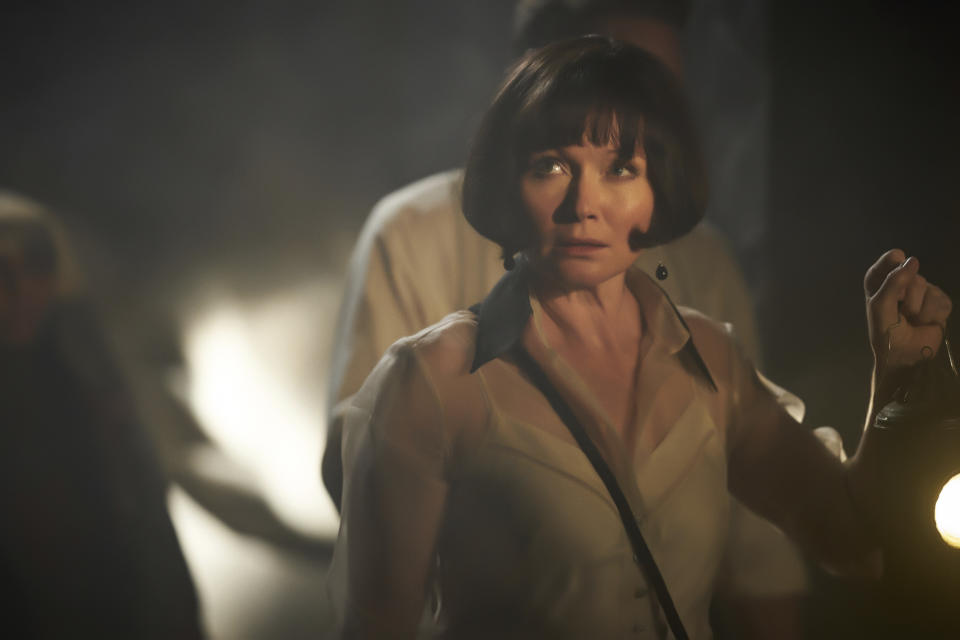 This image released by Acorn TV shows Essie Davis as Phryne Fisher in a scene from "Miss Fisher and The Crypt of Tears." The film will have a limited theater release before it streams on Acorn TV. (Acorn TV via AP)
