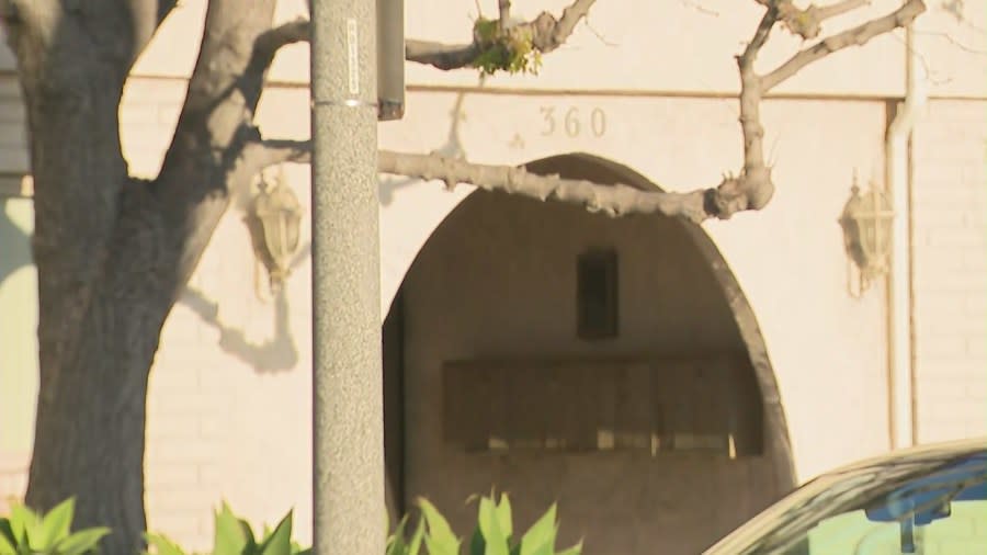 Residents of the Gladys Avenue condo complex in Long Beach say a unit owner has been terrorizing occupants for several months. Several residents spoke with KTLA on April 6, 2024. (KTLA)
