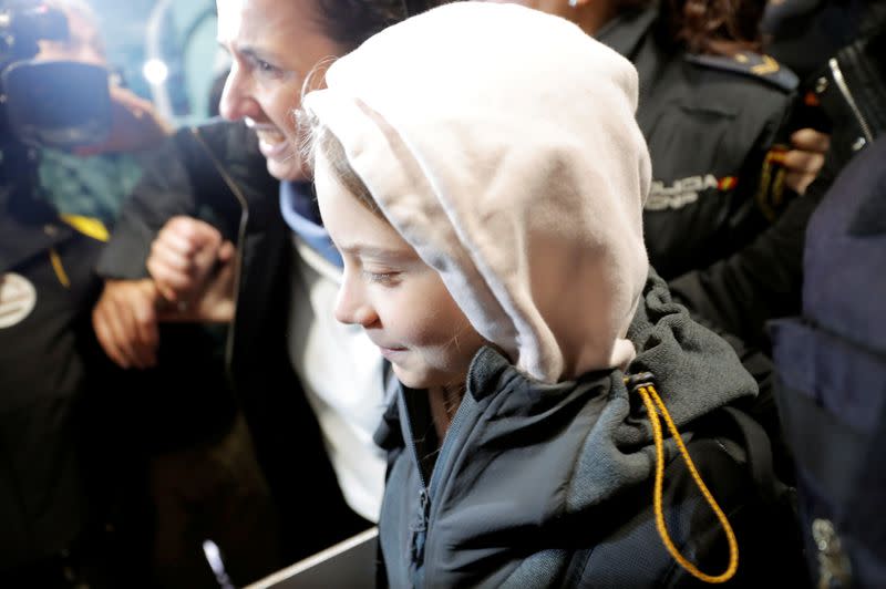 La activista del cambio climático Greta Thunberg llega a Madrid, España, el 6 de diciembre de 2019