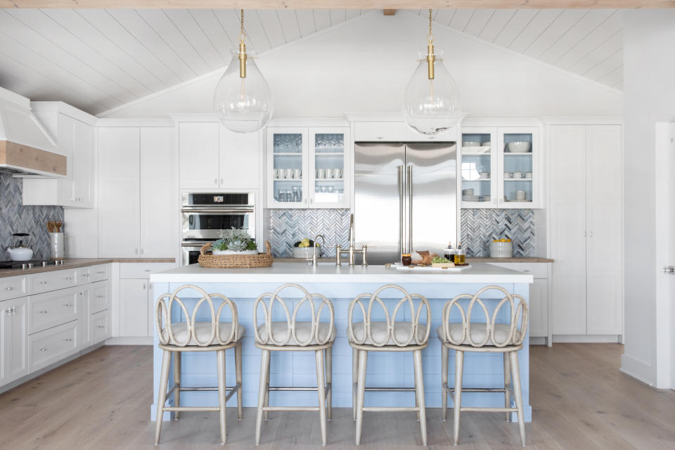 2. Treat your backsplash to a shimmery tile