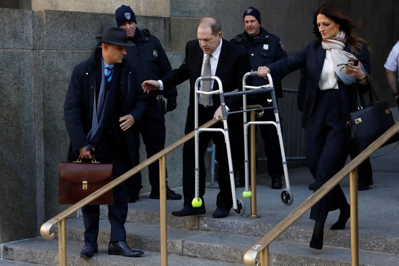 Film producer Harvey Weinstein exits at New York Criminal Court for his sexual assault trial in New York