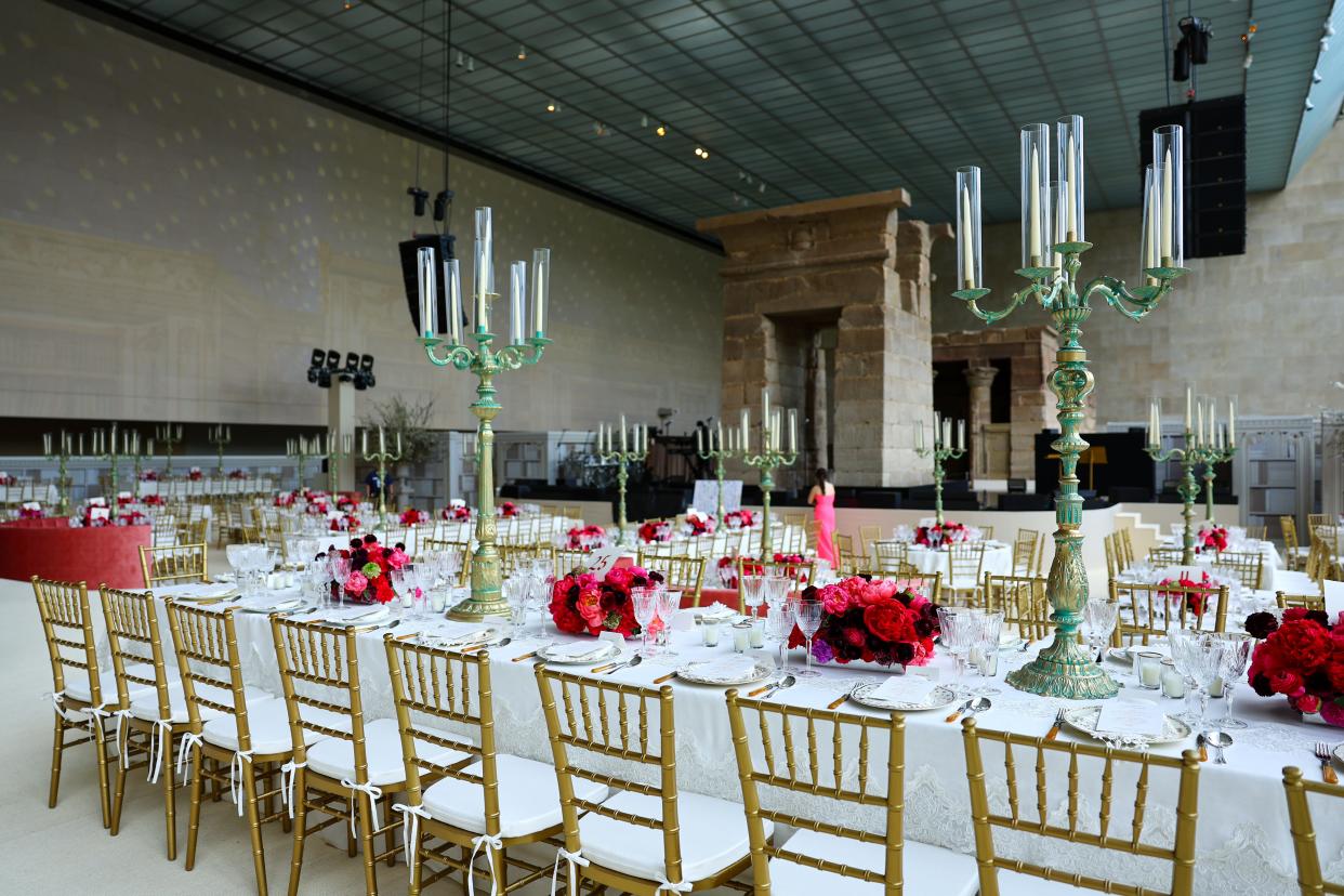 A behind-the-scenes view of the tablescapes at the 2023 Met Gala.