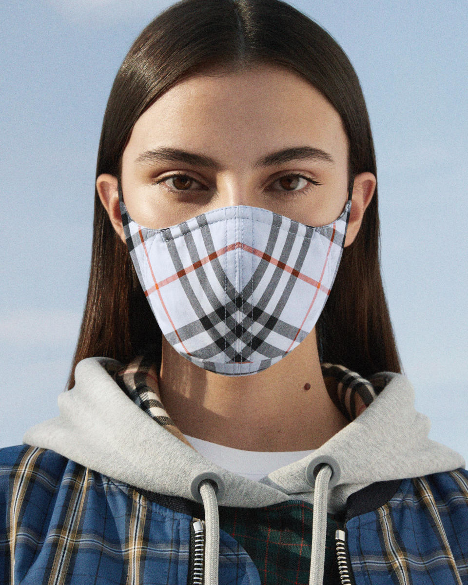 Burberry launches £90 non-medical face masks, which are only available to buy online. (Burberry)