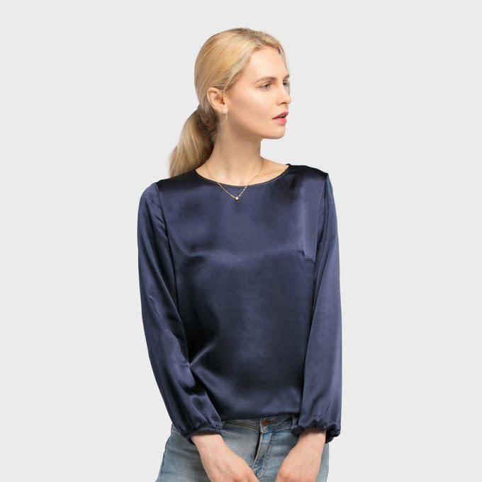 Round Neck Silk Blouse 