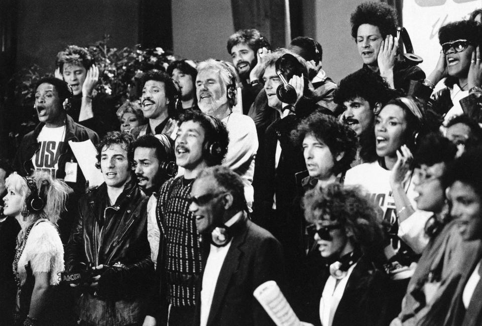 Milwaukee native Al Jarreau, far left in the middle row, was one of many star singers who recorded "We Are the World" in 1985 as part of the "USA For Africa" charity effort.