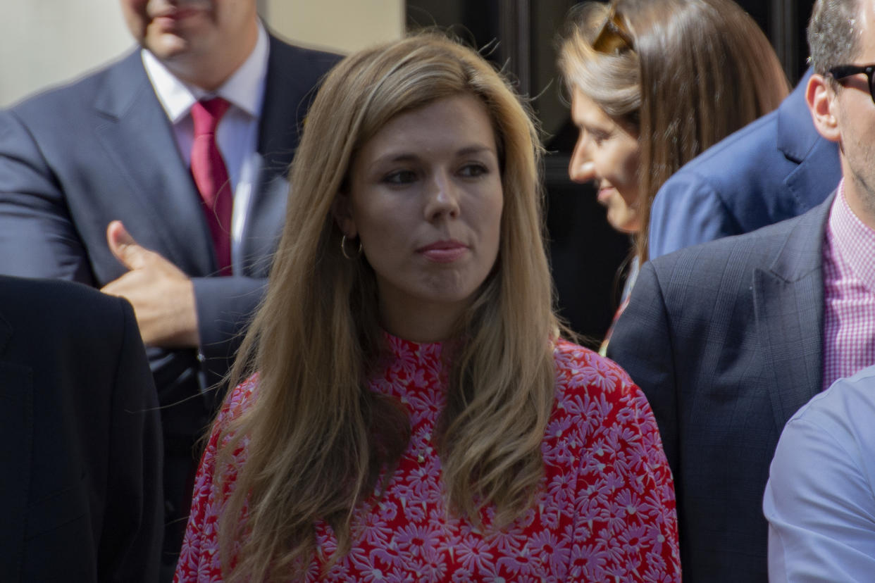 Carrie Symonds, photographed outside Downing St on July 24, 2019, arrived in Balmoral on Friday to meet with the Queen [Photo: Getty Images]