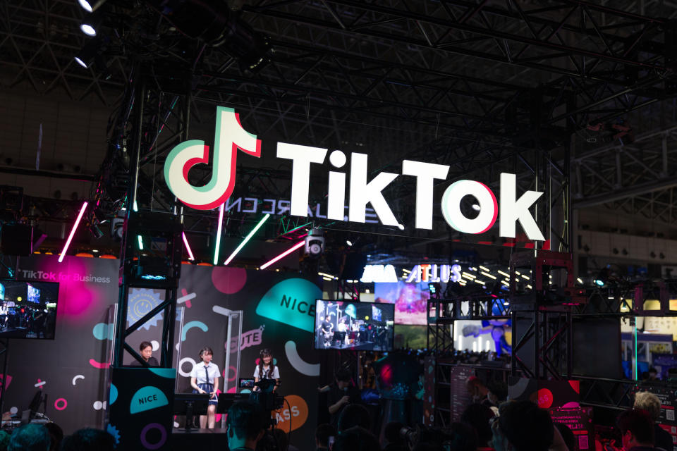 CHIBA, JAPAN - 2022/09/17: TikTok booth seen at Tokyo Game Show 2022. After a two years break forced by the Covid-19 pandemic, the Tokyo Game Show returned to Makuhari Messe in Chiba, Japan. (Photo by Stanislav Kogiku/SOPA Images/LightRocket via Getty Images)
