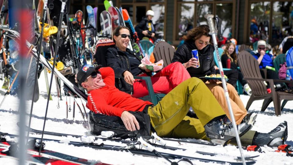 A skier relaxes in the sun at Arapahoe Basin's Black Mountain Lodge (May 25, 2019)<p>Photo by Michael Ciaglo/Getty Images</p>