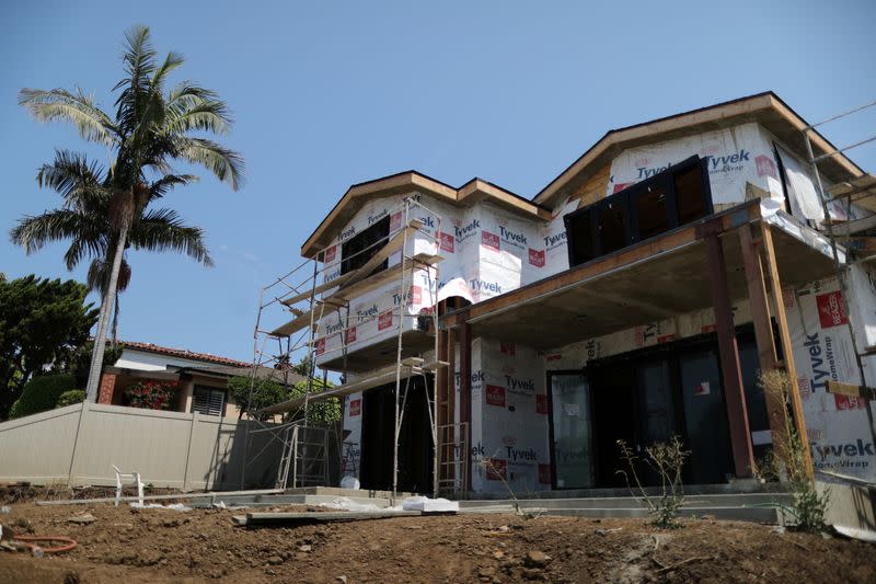 A new apartment building housing construction site is seen in Los Angeles