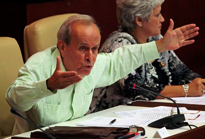 FILE PHOTO: Cuba's National Assembly President Alarcon gestures during the bi-annual meeting in Havana