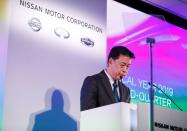 Nissan Motor Co CEO Makoto Uchida speaks during a news conference at its headquarters in Yokohama