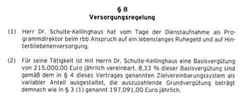 Ausriss aus dem Dienstvertrag von RBB-Programmdirektor Jan Schulte-Kellinghaus. - Copyright: Business Insider