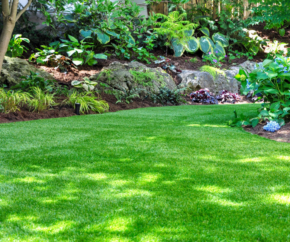 artificial grass in a backyard