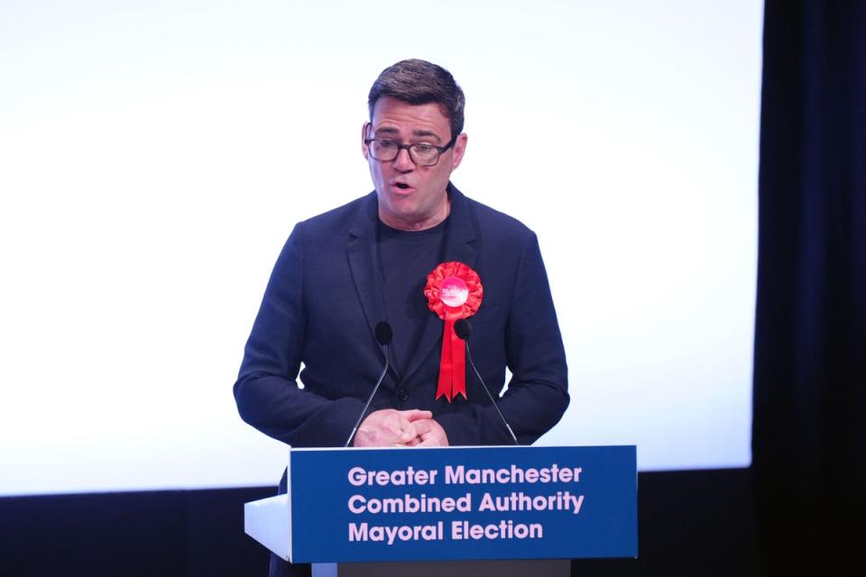 Andy Burnham has been re-elected as Greater Manchester mayor (Peter Byrne/PA) (PA Wire)