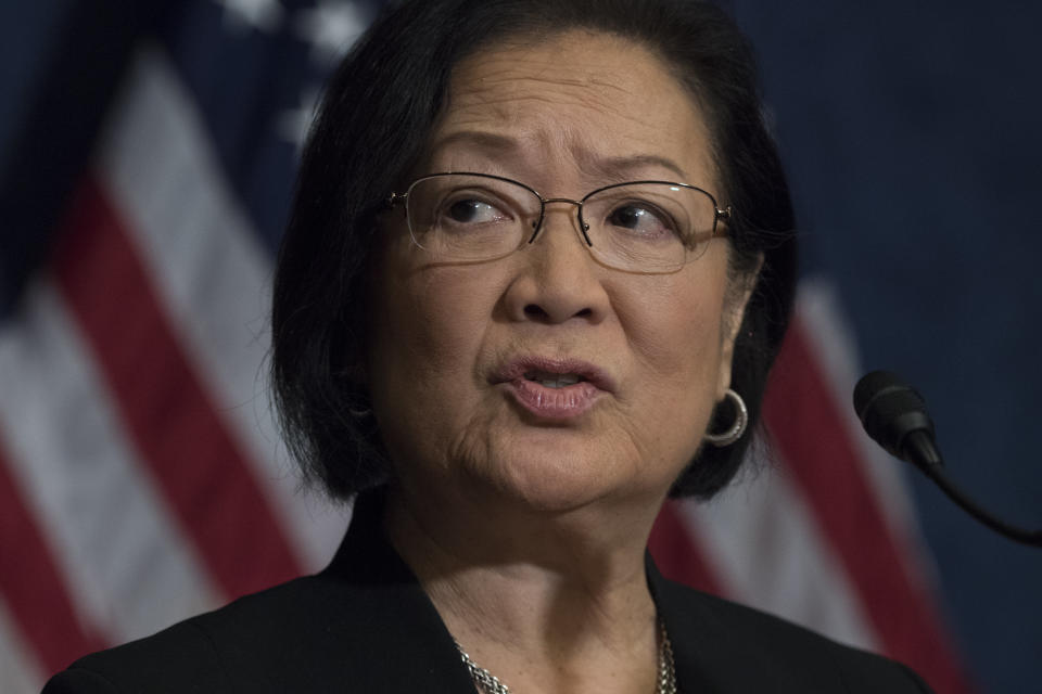 Sen. Mazie Hirono (D-Hawaii) and several other senators urged the Senate Judiciary Committee to delay considering Kavanaugh&rsquo;s nomination. (Photo: Tom Williams / Getty Images)