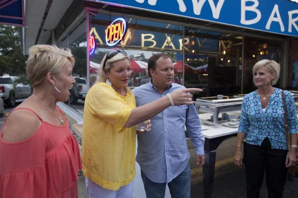 Horry County treasurer Angie Jones (center, left) greets supporters while on the campaign trail last year.