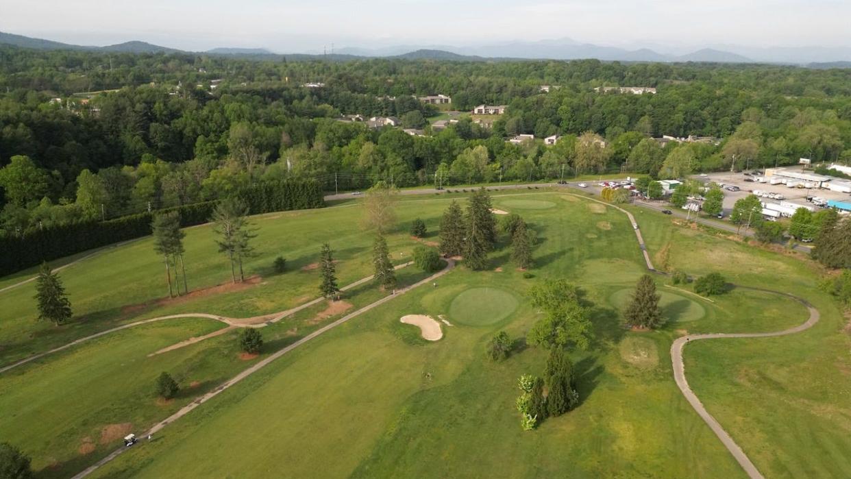 An aerial view of the Asheville Municipal Golf Course shot on May 16th, 2023.