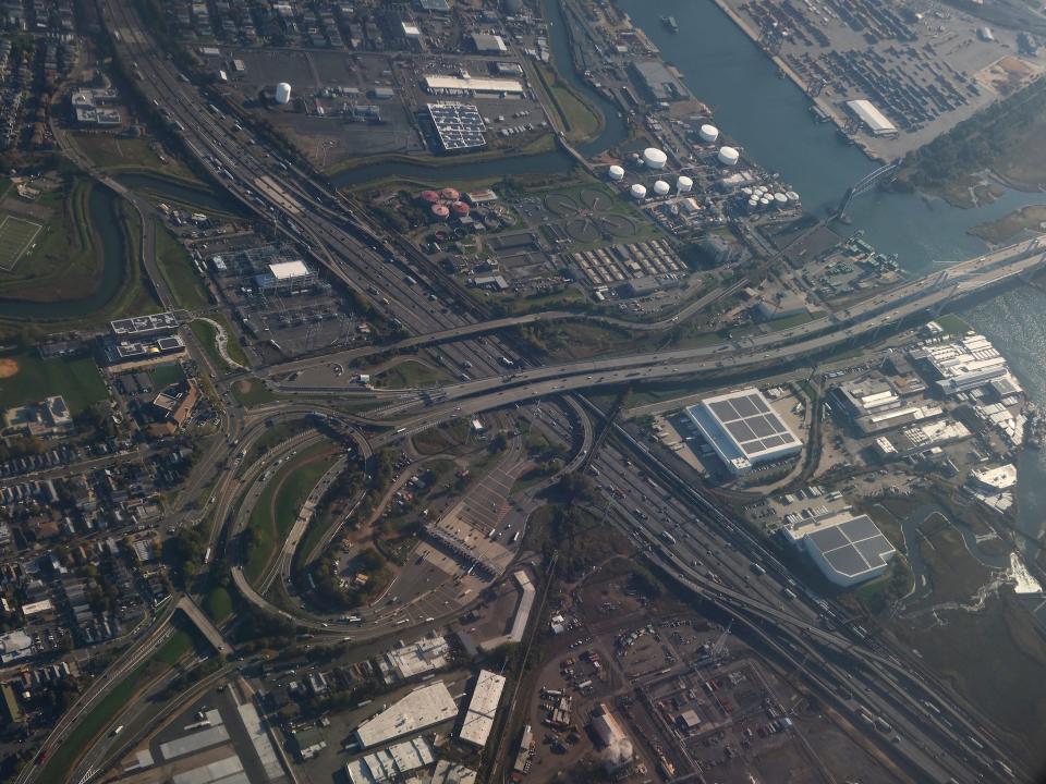 Interstate 278 passes over the New Jersey Turnpike on its way to the Goethals Bridge