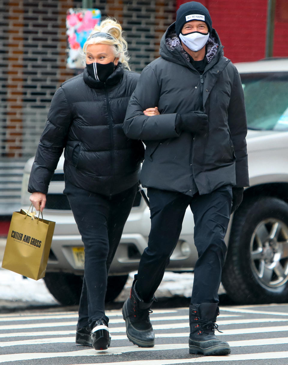 <p>Hugh Jackman and wife Deborra-Lee Furness are seen linked arm-in-arm as they walk through N.Y.C. on Tuesday.</p>