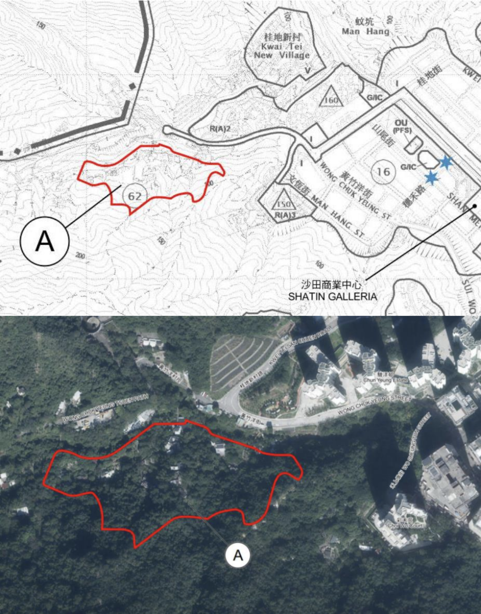 毗鄰火炭工業區的綠化地帶，已改劃成住宅用地，將興建 3,300 個公屋單位。   （規劃署文件）