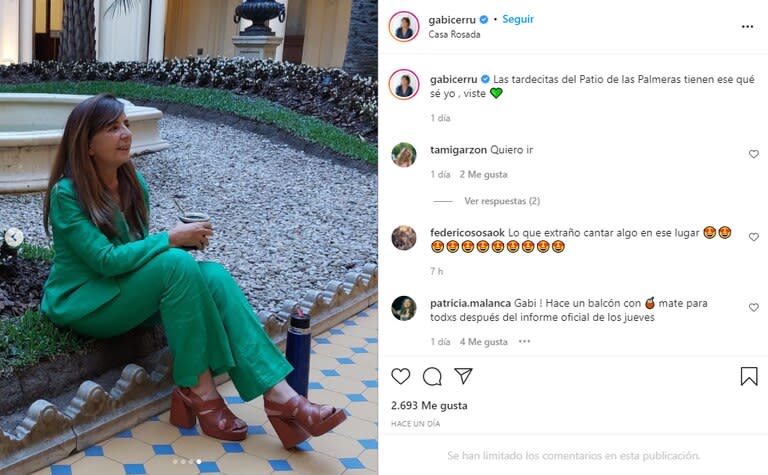 Un posteo de Gabriela Cerruti en Instagram