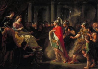 <em>El encuentro entre Dido y Eneas</em>, por Sir Nathaniel Dance Holland. <a href="https://artsandculture.google.com/usergallery/dido-y-eneas/AwISN9DL1K3EKw" rel="nofollow noopener" target="_blank" data-ylk="slk:Google Art Project;elm:context_link;itc:0;sec:content-canvas" class="link ">Google Art Project</a>