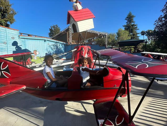 <p>Vanessa Bryant/Instagram</p> Vanessa Bryant's daughters Bianka and Capri on the Flying Ace ride.