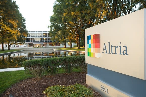 Altria headquarters with company logo on a sign in the foreground