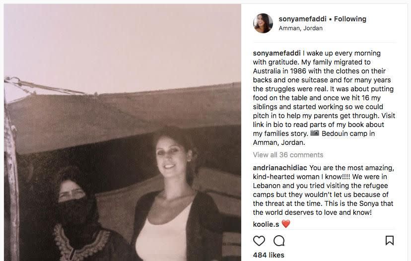 As for the critics who've suggested Sonya's comment was racially motivated, the MKR star says, 'That would be the last thing I’d ever do'. Source: Instagram/sonyamefaddi