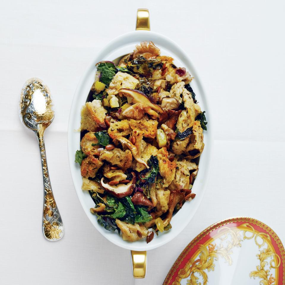 Rye, Kale, Mushroom, and Pumpkin Seed Stuffing