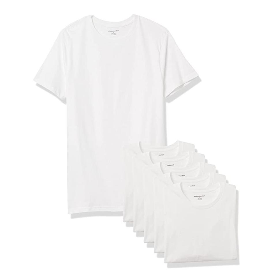 8) Amazon Essentials Crewneck Undershirts (6-Pack)