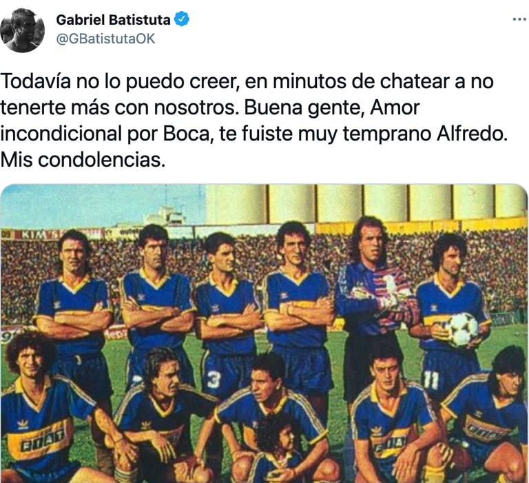 El mensaje de Gabriel Batistuta para la familia de Alfredo Graciani, que falleció a los 56 años