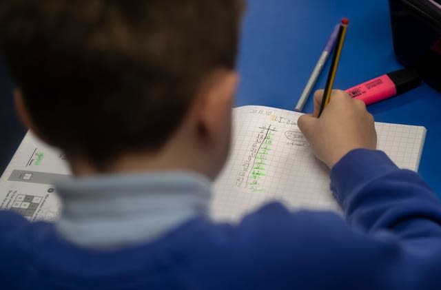 A child during a Year 5 class at a primary school in Yorkshire (Danny Lawson/PA)k