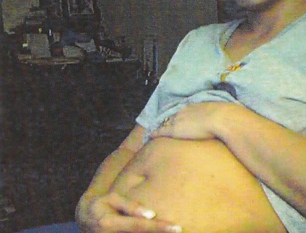 PHOTO: A photo of Sharee Miller pushing out her stomach that was sent to Jerry Cassaday.  (Genesee County Sheriff's Department )