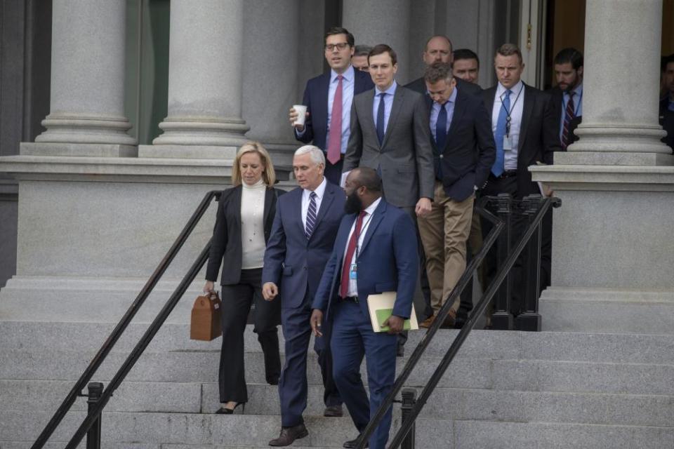 The Republican negotiators leave the Eisenhower Executive Office Building.