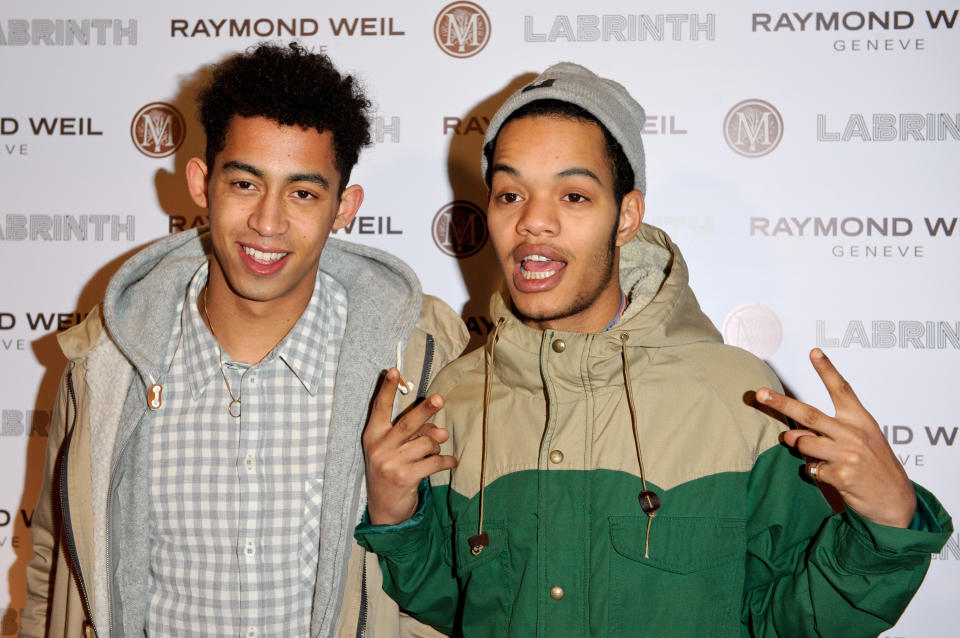 LONDON, ENGLAND - JANUARY 26:  Jordan "Rizzle" Stephens and Harley "Sylvester" Alexander-Sule of Rizzle Kicks attends special dinner ahead of next month's awards at The Chocolate Factory on January 26, 2012 in London, England.  (Photo by Ben Pruchnie/Getty Images)