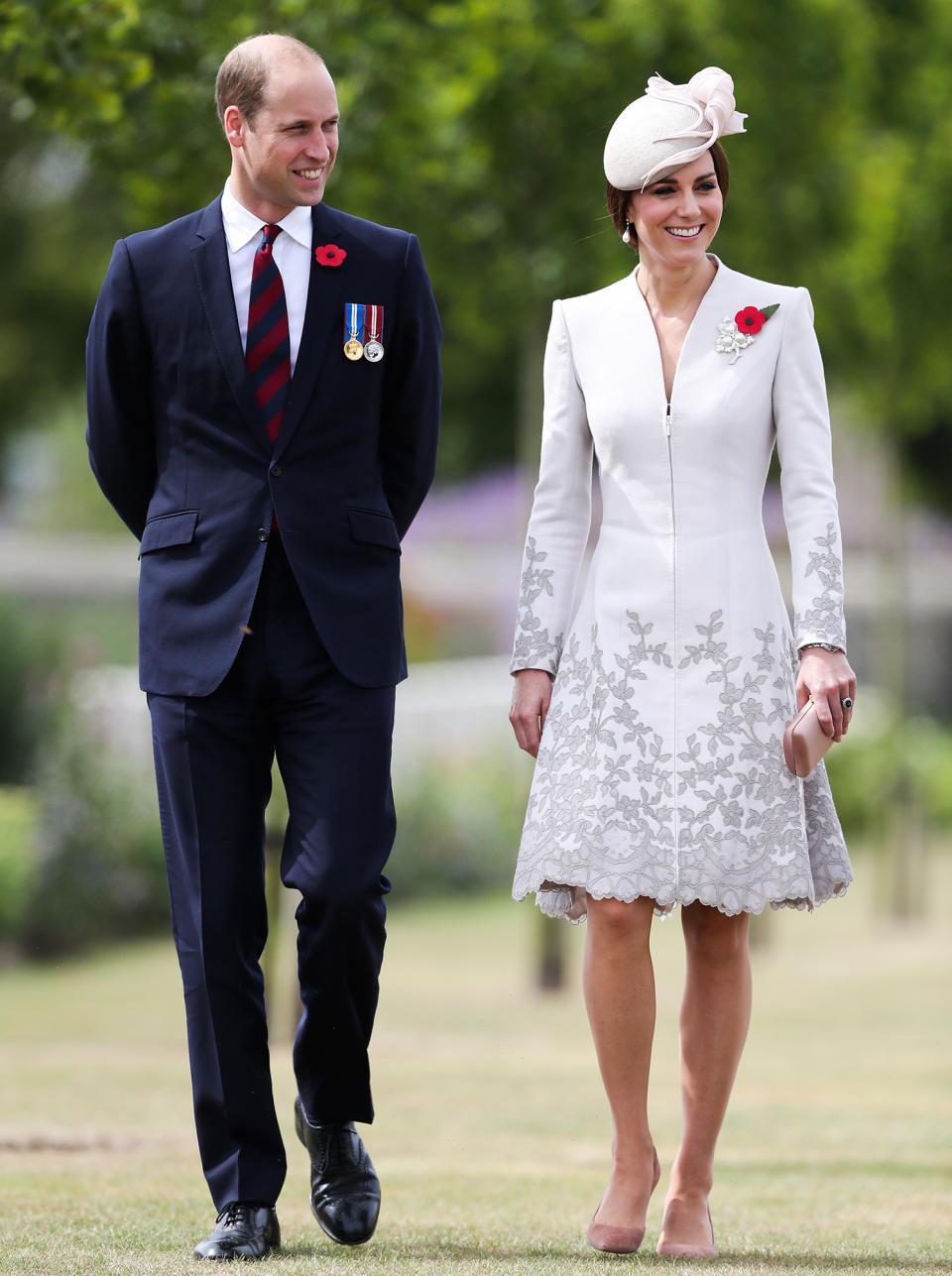 <p><strong>When:</strong> July 31, 2017 <strong>Where:</strong> Attending a ceremony at the Tyne Cot cemetery near Ypres in Belgium <strong>Wearing:</strong> Catherine Walker white Melrose coat <strong>Get the Look:</strong> Express Floral Lace Trench Coat, $178; <span>express.com</span> NIC and ZOE Lush Lace Trench, $111.37; <span>bloomingdales.com</span> Maggy London Fit & Flare Dress, $100.80; <span>nordstrom.com</span> Chico's Collectibles Lace Limited Trench Jacket, $69.99; <span>chicos.com</span></p>