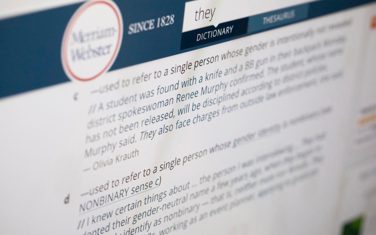 Merriam-Webster officially added a third definition for the pronoun 'they' as an entry in September - AP