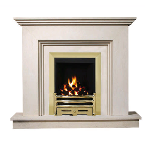 <b>Kensington limestone fireplace <br></b><br>If you’re looking for something simple yet stylish, this elegant limestone surround styled on an Art Deco era fireplace should fit the bill. With its stepped-in design, it would look at home in both a traditional or contemporary scheme. <br><br>£560, <a href="http://www.direct-fireplaces.com/p/552149/portman-stone-catia-limestone-fireplace.html " rel="nofollow noopener" target="_blank" data-ylk="slk:Direct Fireplaces;elm:context_link;itc:0;sec:content-canvas" class="link "><b>Direct Fireplaces</b> </a>